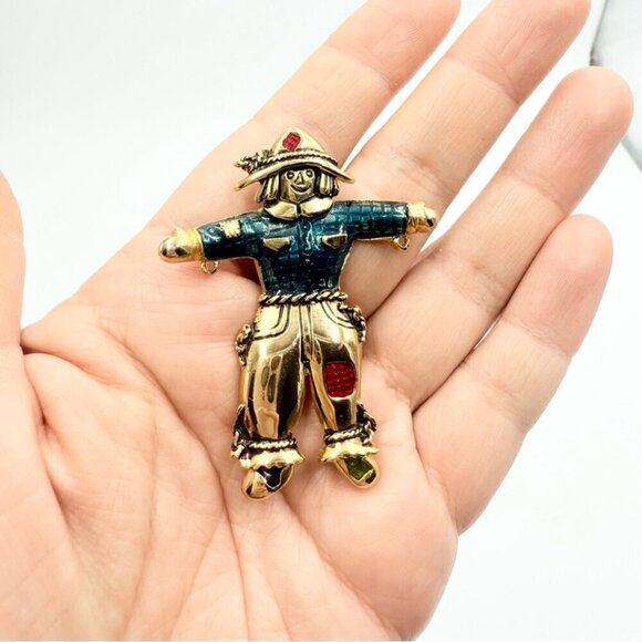 Vintage Gold Tone Hummingbird Cruise Ship Teapot Scarecrow Angel Pin Lots - Picture 7 of 10